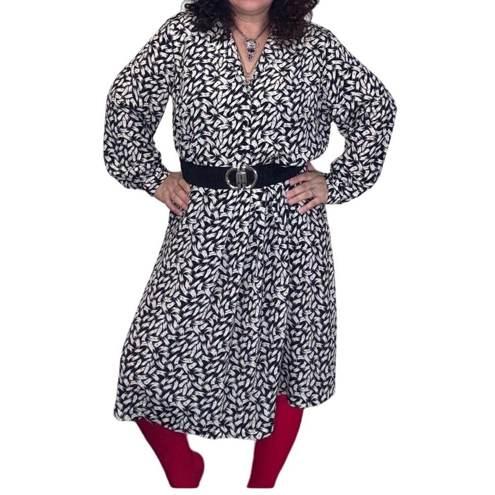 Philippe Marcel Vintage 80s Black & White Secretary Dress size 20